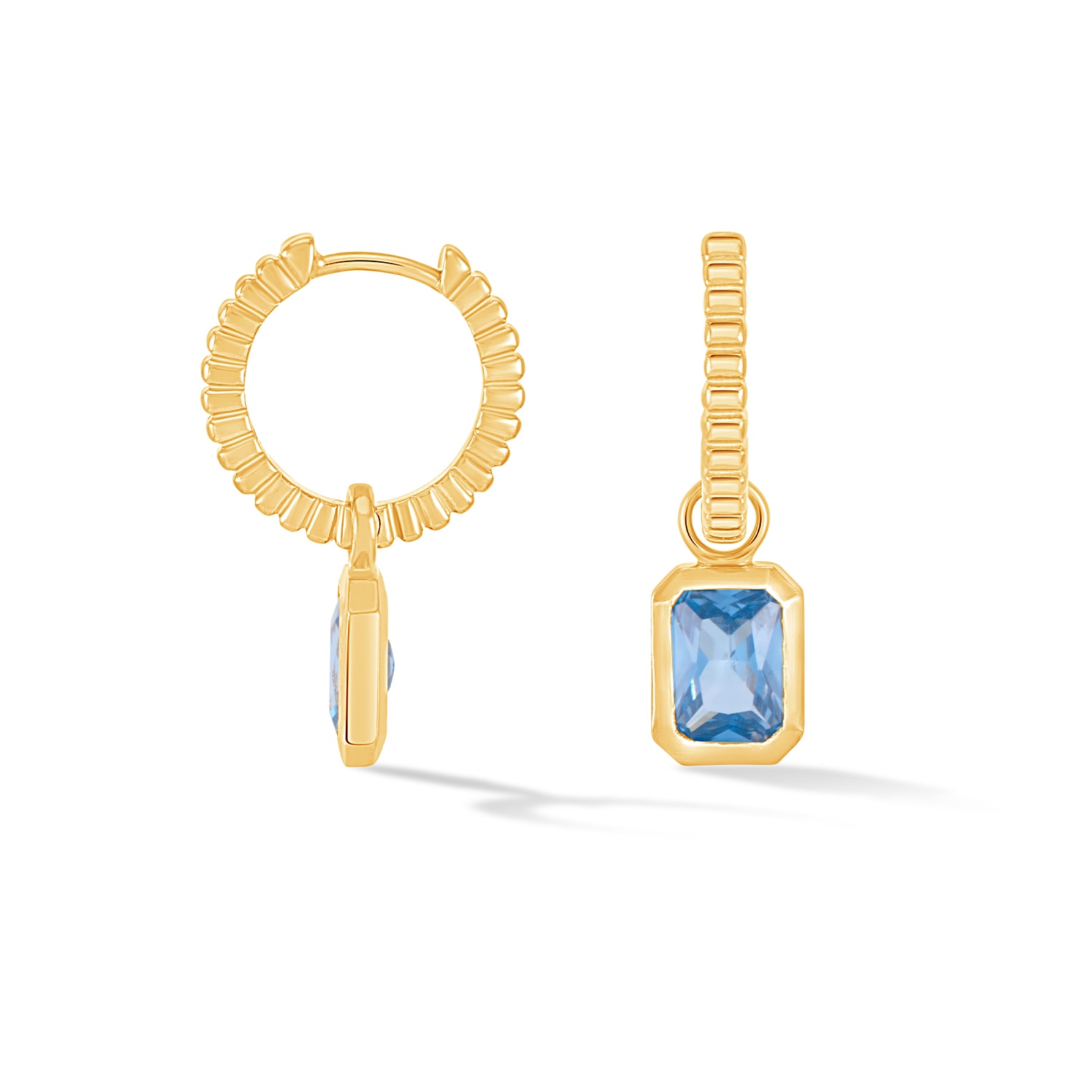 Dower & Hall Women's Gold / Blue Blue Topaz Humbug Huggie Charm Hoops In Gold Vermeil In Gold