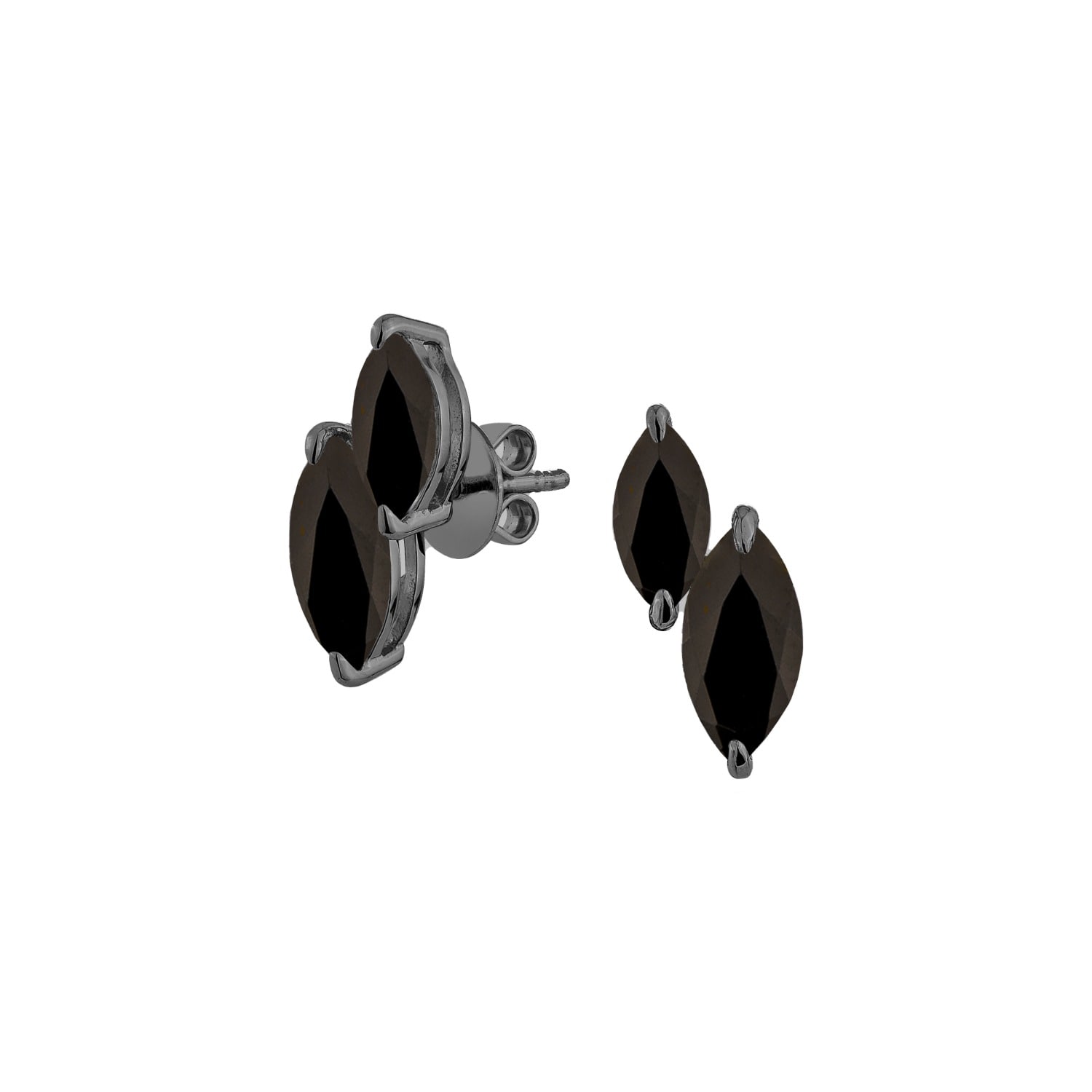 Sally Skoufis Women's Renaissance Stud Earrings With Man Made Black Cz Diamond Stimulant In Black Rhodium
