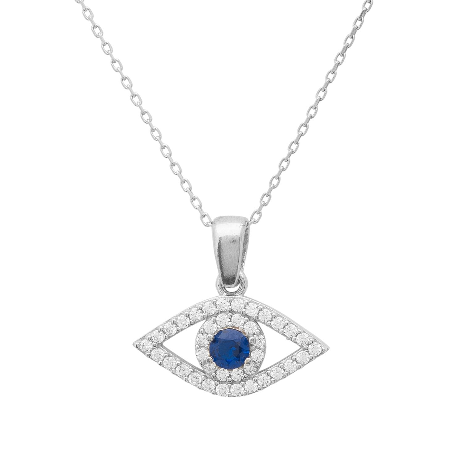 Women’s Silver / White / Blue Evil Eye Elliptical Necklace Blue Silver Latelita