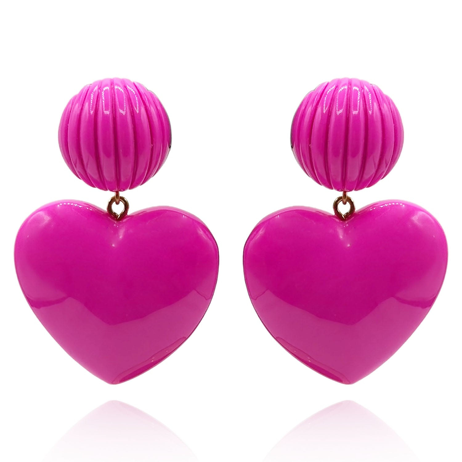 Michael Nash Jewelry Women's Pink Amour Carved Fuschia Resin Pierced Heart Drop Earrings In Pink