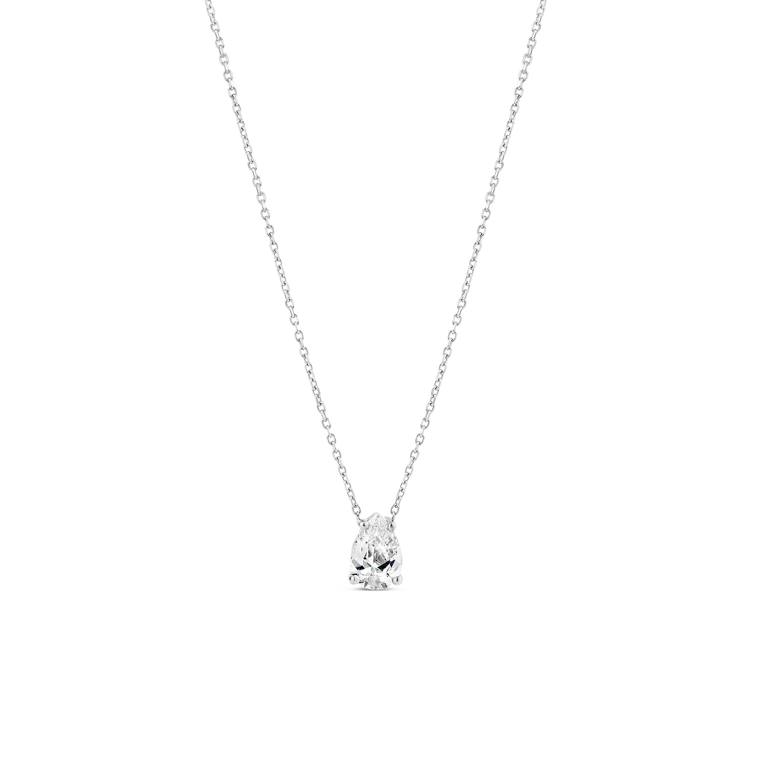 Sally Skoufis Women's White / Silver Pure Droplet Necklace Petite With Man Made Cz Diamond Stimulant In Sterling S In Multi