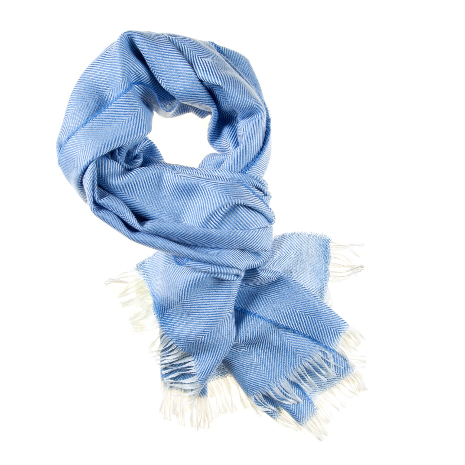 Women’s Blue Marquee Azure Herringbone Cashmere & Silk Stole Kinalba