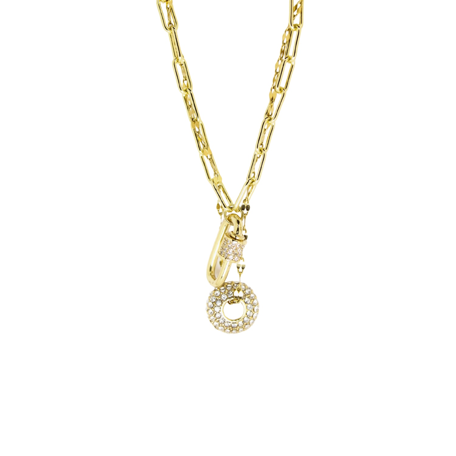 Vicky&nico Women's Boho Chic Gold Carabiner Sphere Layered Necklace In Gold