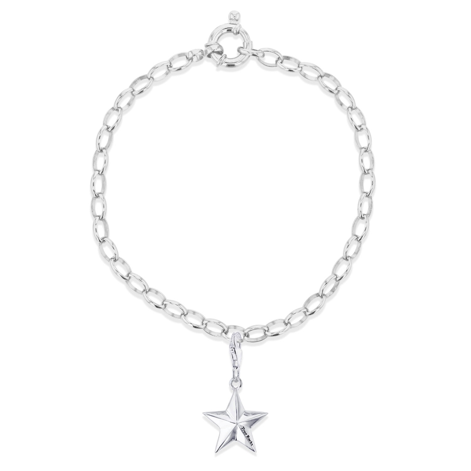 True Rocks Women's Mini Star Charm Belcher Bracelet Sterling Silver In Metallic