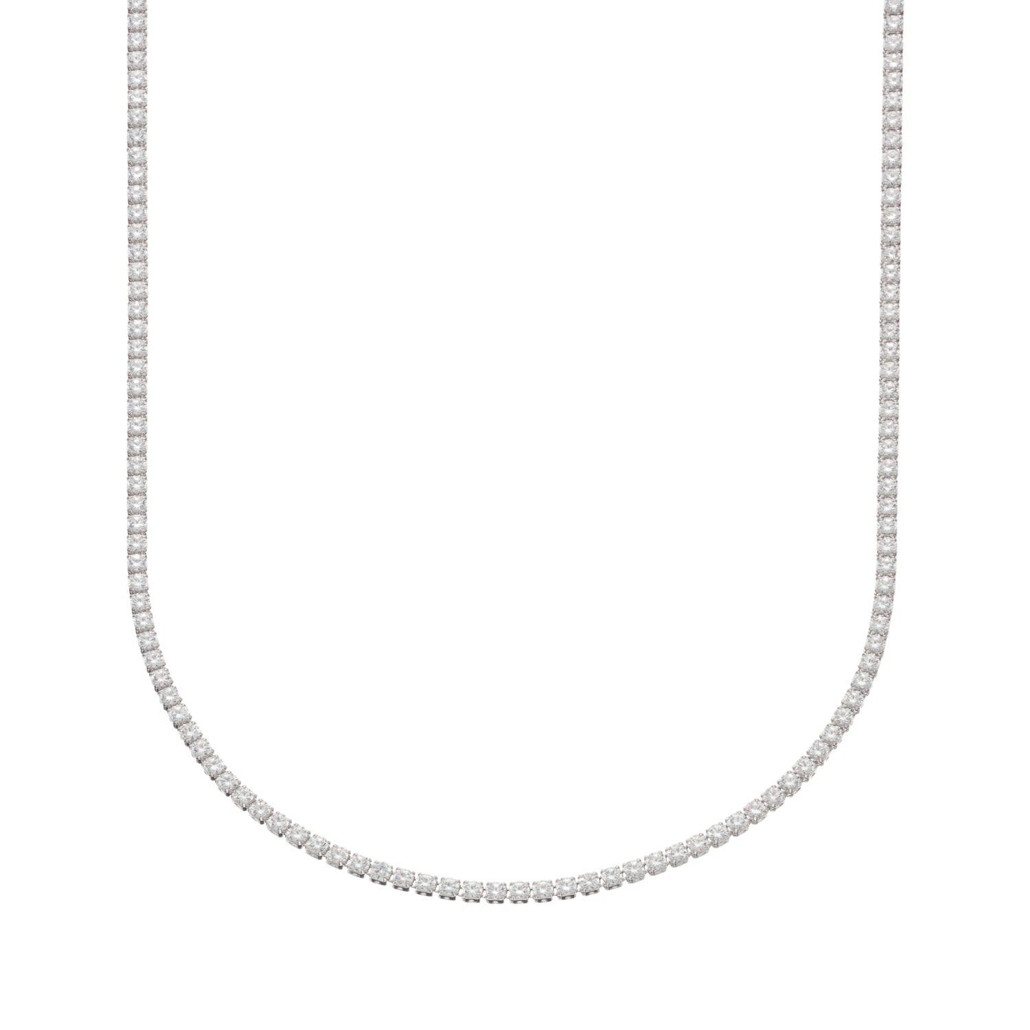 Women’s Silver Slim Classic Tennis Chain Necklace Scream Pretty