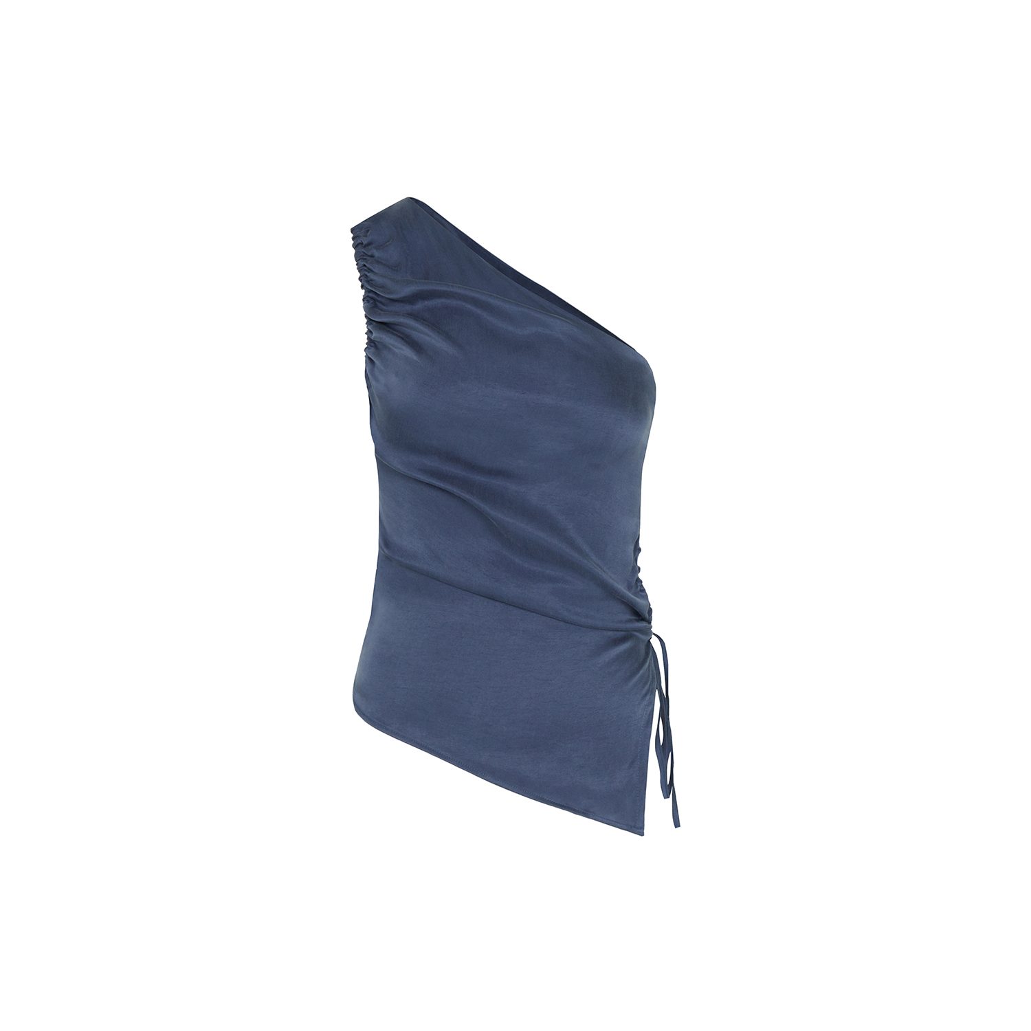 Rue Les Createurs Women's Blue Gathering Indigo Asymmetric Top In Blue