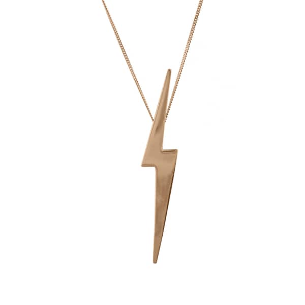 EDGE ONLY SKINNY LIGHTNING BOLT PENDANT IN 14 CARAT GOLD | A SOLID GOLD FLASH NECKLACE | ROCK AND ROLL