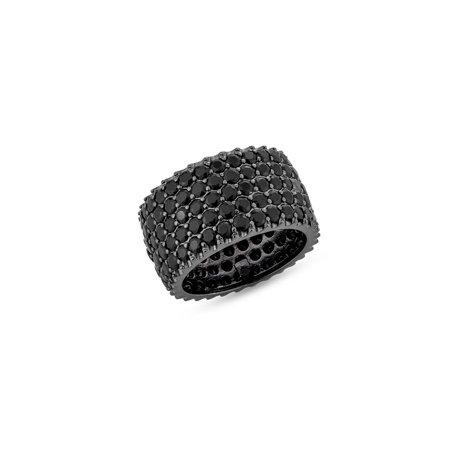 Sally Skoufis Men's Rebel Ring With Man Made Cz Diamond Stimulant In Sterling Silver & Premium Black Rhodium In Black