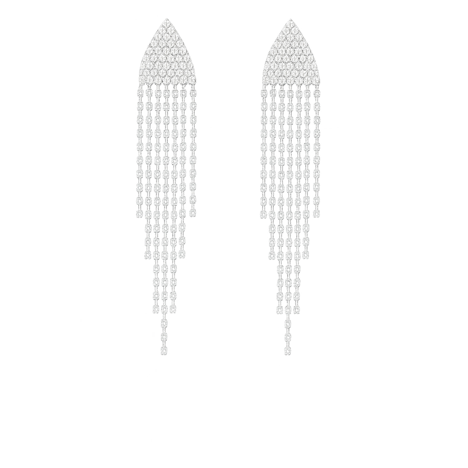 The Gala Women's Silver Diamond-cascade Fringe Earrings In Silver