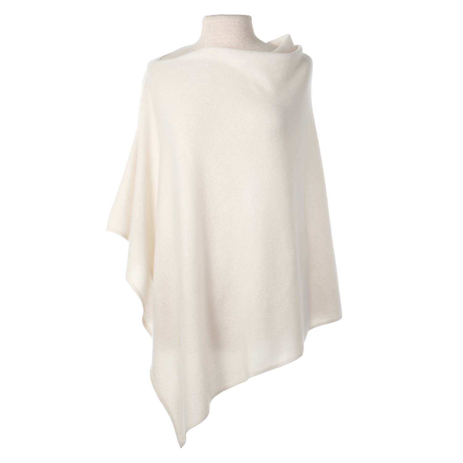 Women’s White Alpine Cashmere Classic Poncho - Ecru One Size