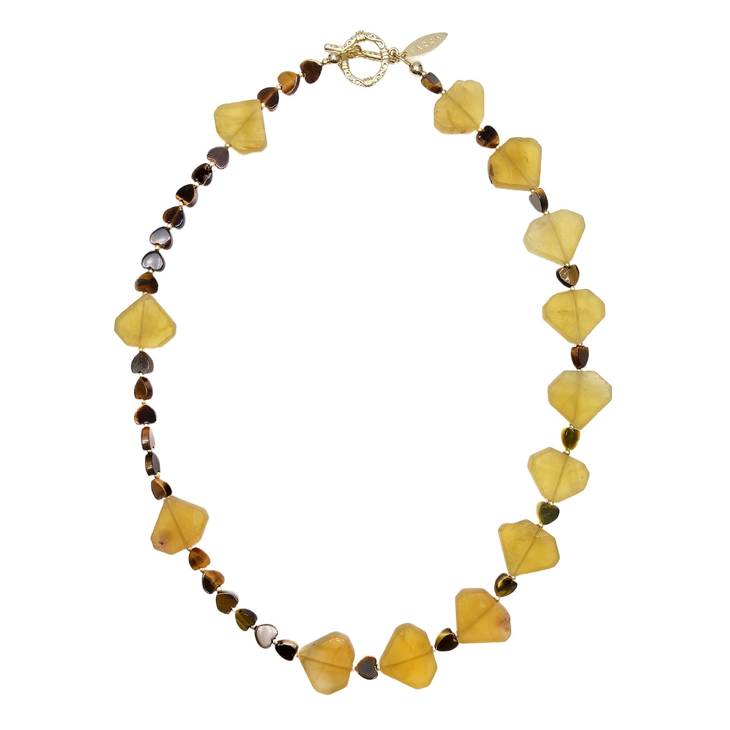 Farra Women's Brown Citrine And Heart-shaped Tiger-eye Stone Necklace In Brown