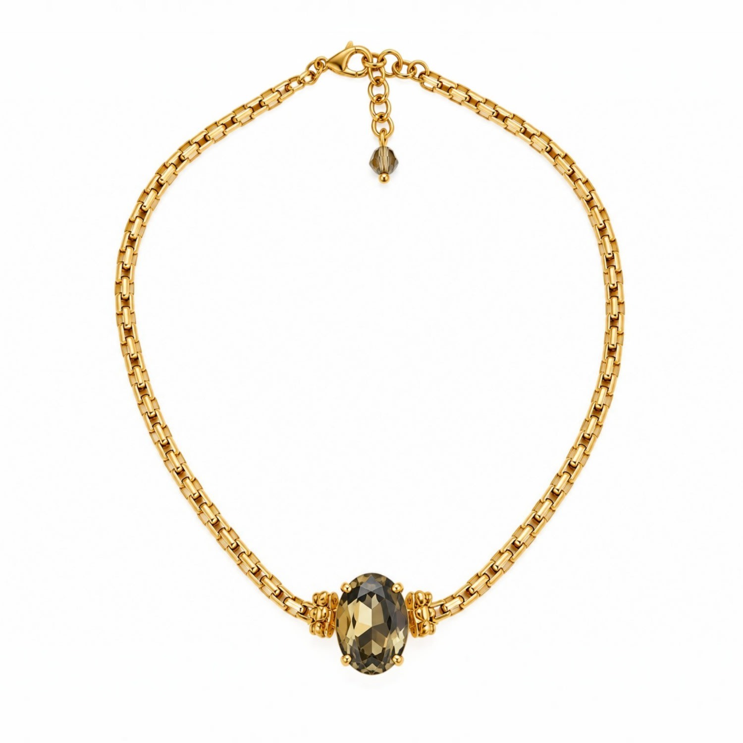 Vstyle Women's Olive Green Crystal Statement Necklace
