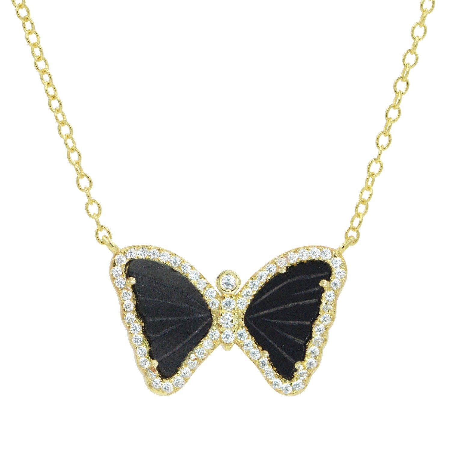 Women’s Mini Black Onyx Butterfly Necklace Kamaria