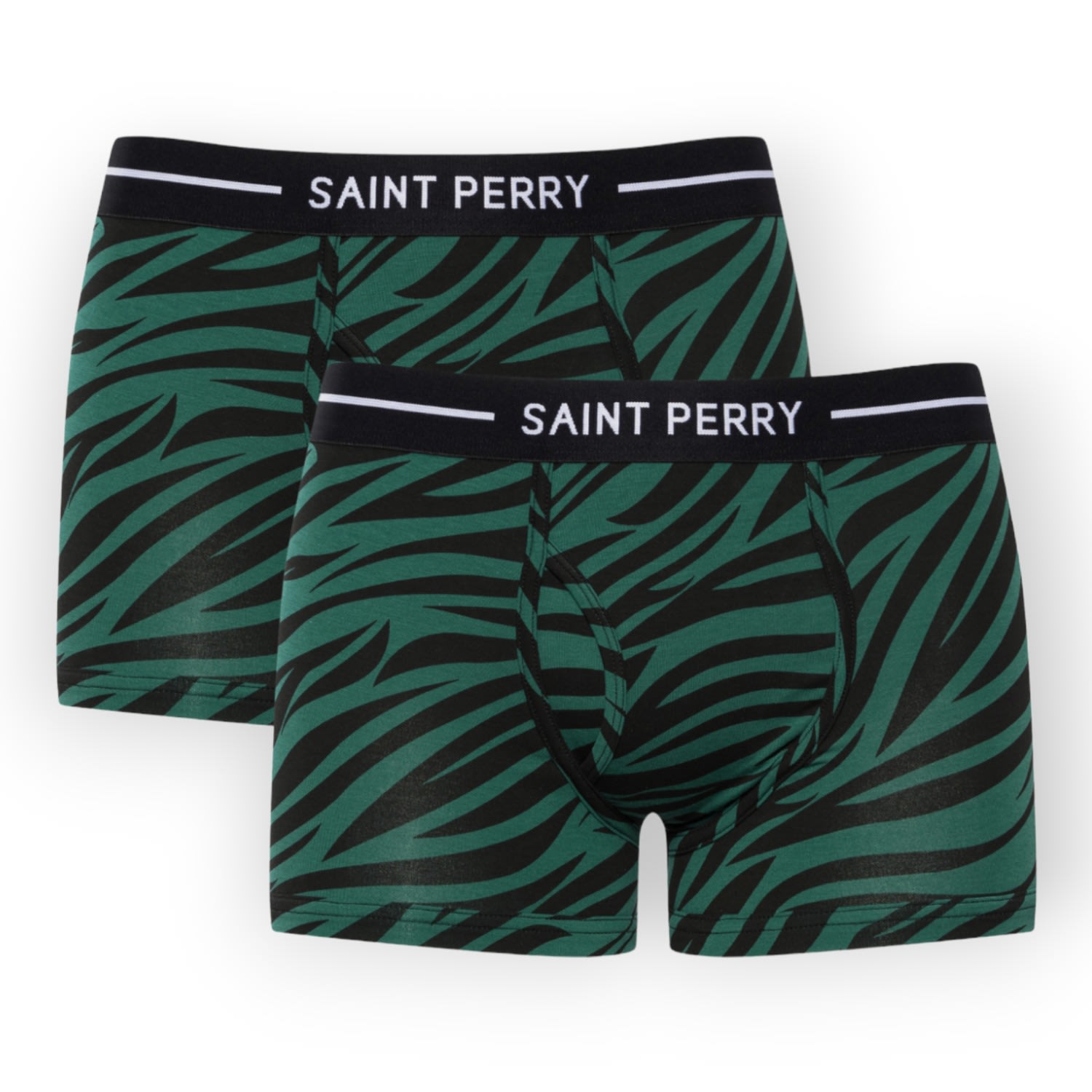 Men’s Zebra Boxer Brief Two Packs- Green Large Saint Perry