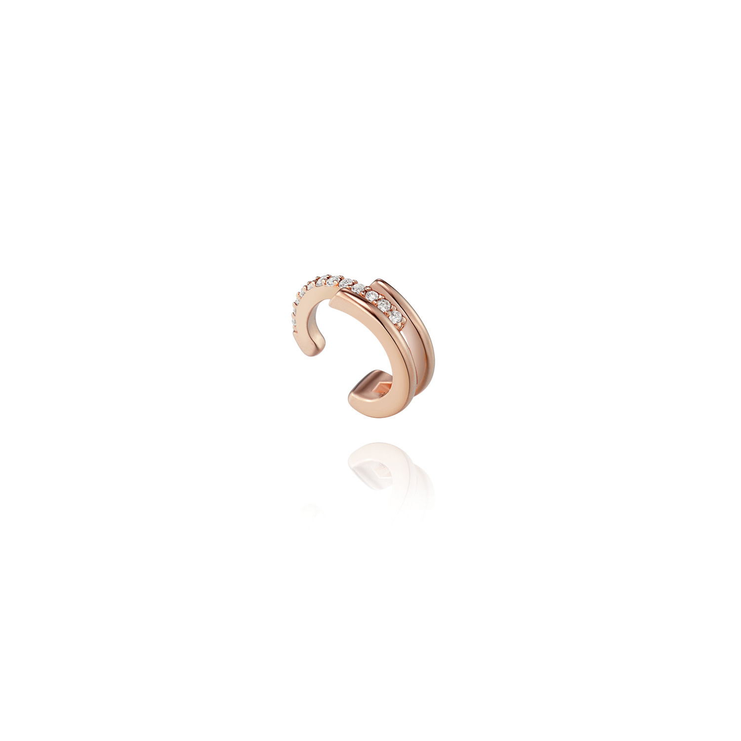 Didier Dubot Women's Rose Gold Signature. D Silver Ear Cuff With Crystal Accents In Gold