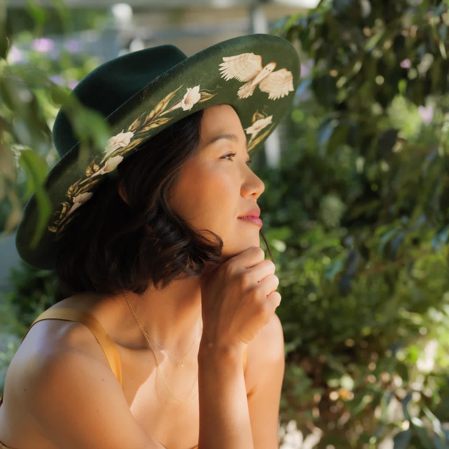 Wild as Heck - The Poppy Australian Wool Pencil Brim Hand Painted Fedora Hat Casville Wool Felt Fedora with Pencil Roll and Embroidered Brim main image 2
