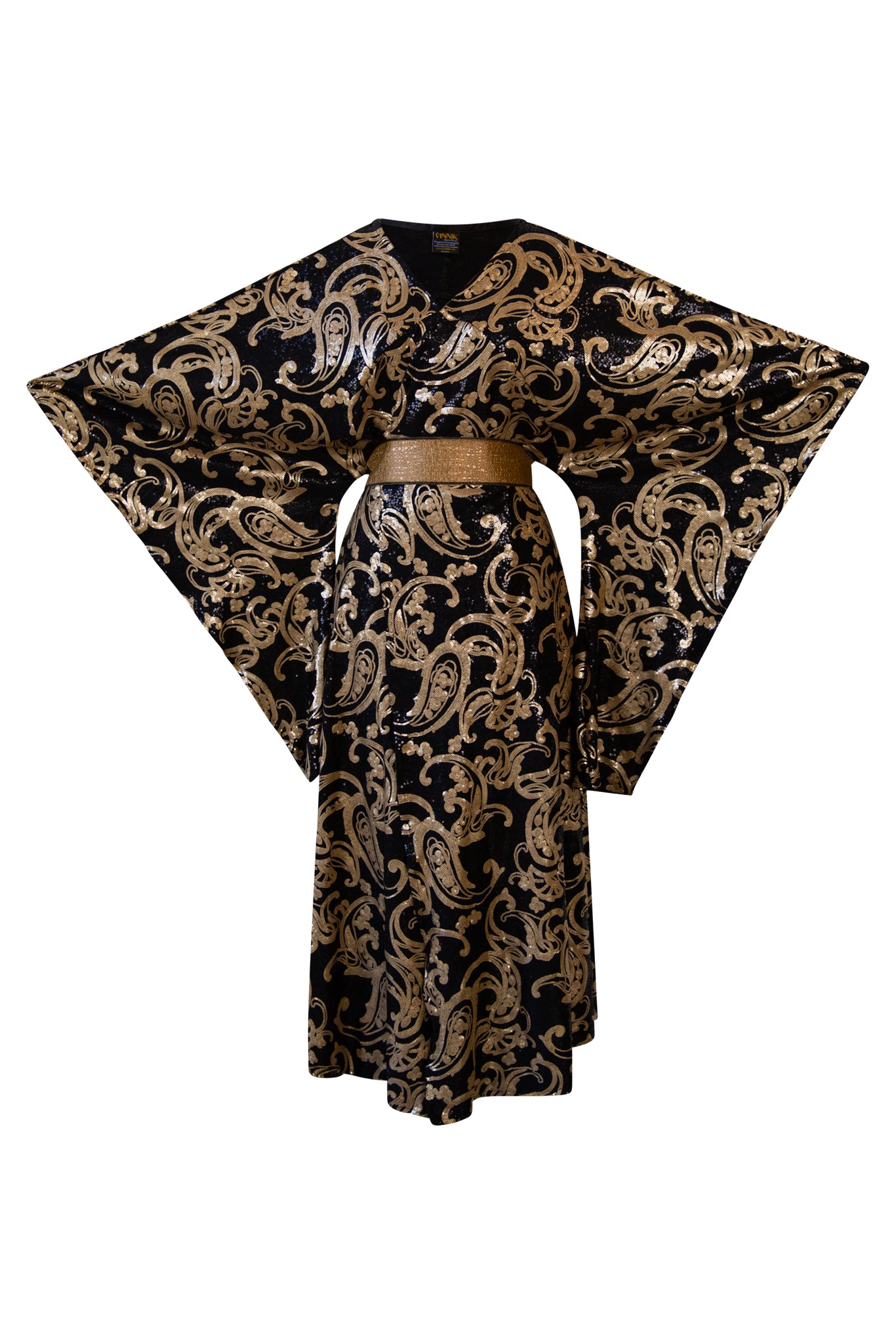 Byvinnik Women's Gold / Black Bohémienne Sequin Kimono Robe “leda” Runway Edition In Gold/black