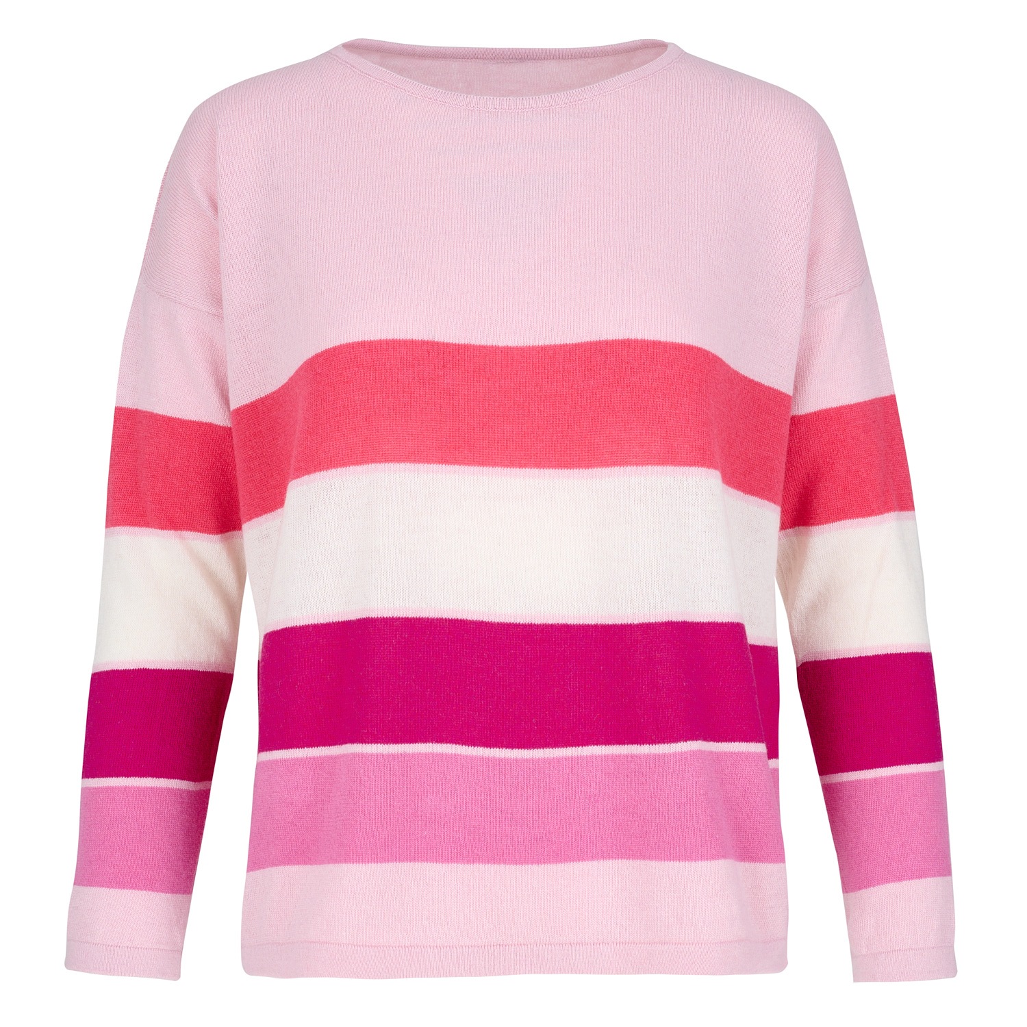 Women’s Pink / Purple Cashmere Mix Sweater In Pink With Solid Multi Stripes One Size At Last...