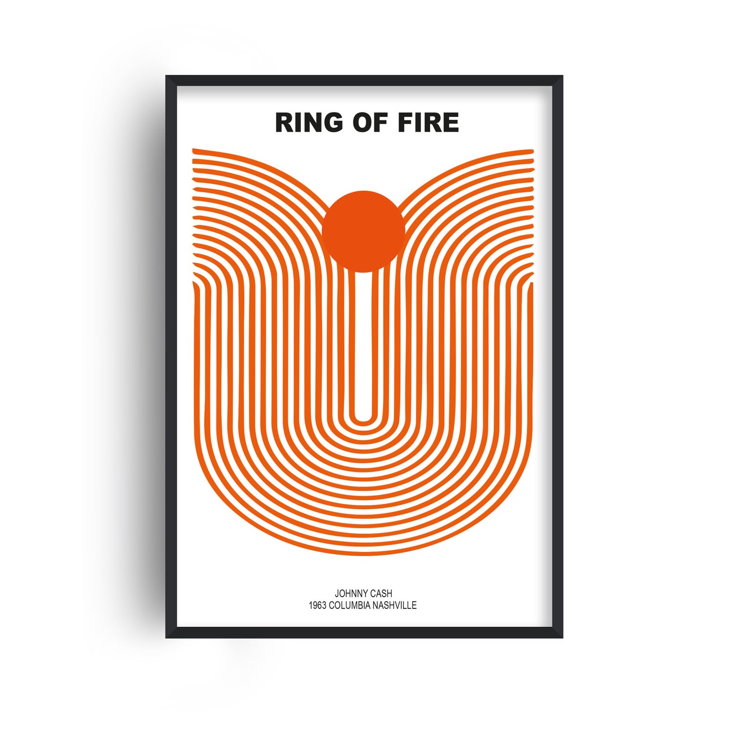 Fanclub Black / Red Ring Of Fire Johnny Cash Music Inpired Giclée Art Print A2 In Multi