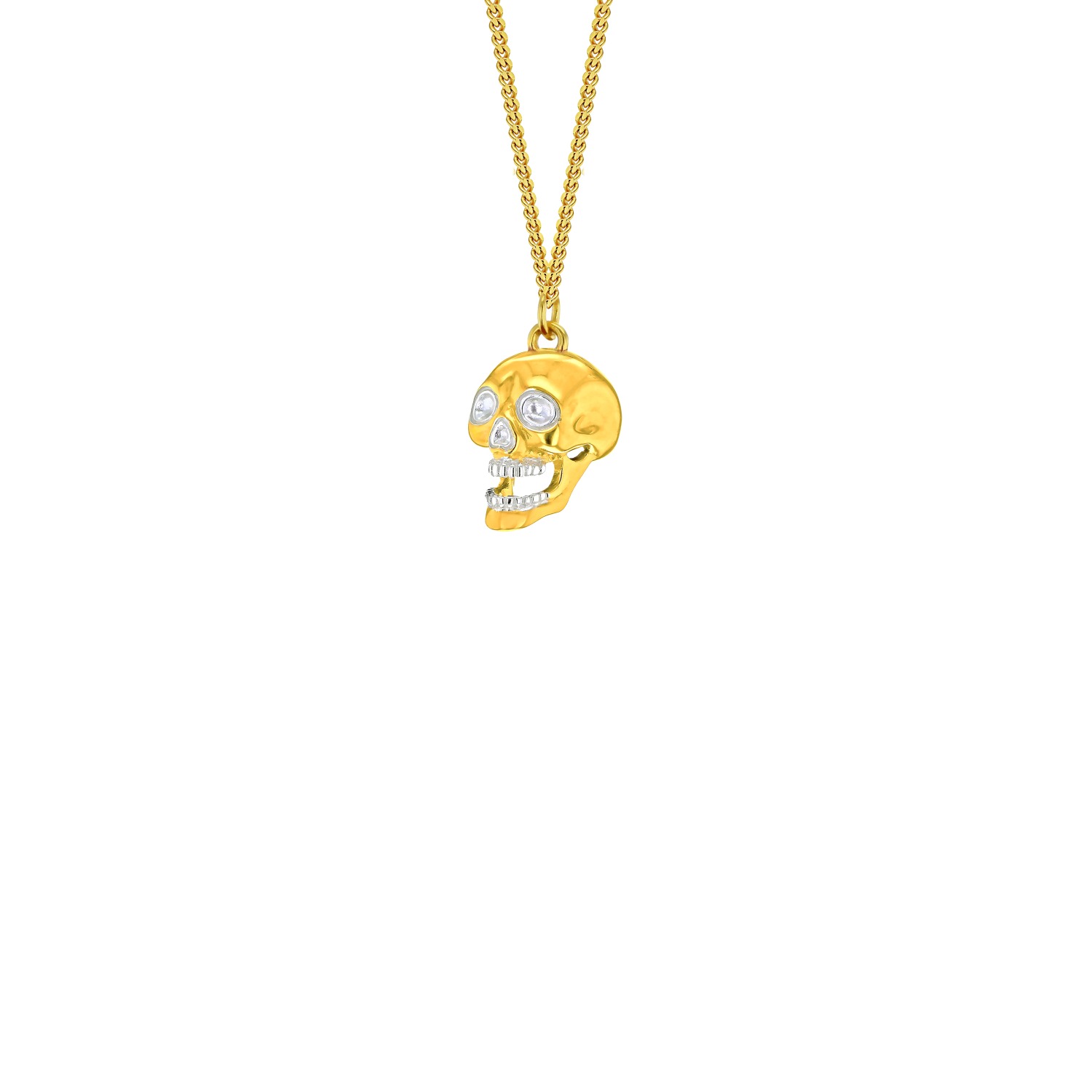 True Rocks Men's 18kt Gold Plated & Sterling Silver 2-tone Mini Skull Pendant In Gold