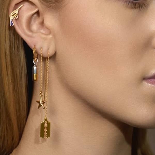 True Rocks 18kt Gold-plated & Sterling Silver Mini Pill Charm On Gold Hoop In Gold