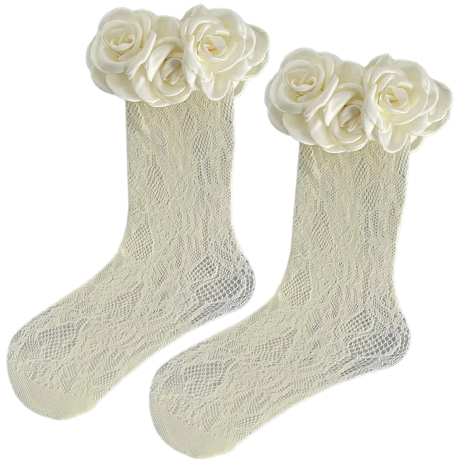 Women’s White Lace Ring Sock Ivory One Size High Heel Jungle by Kathryn Eisman