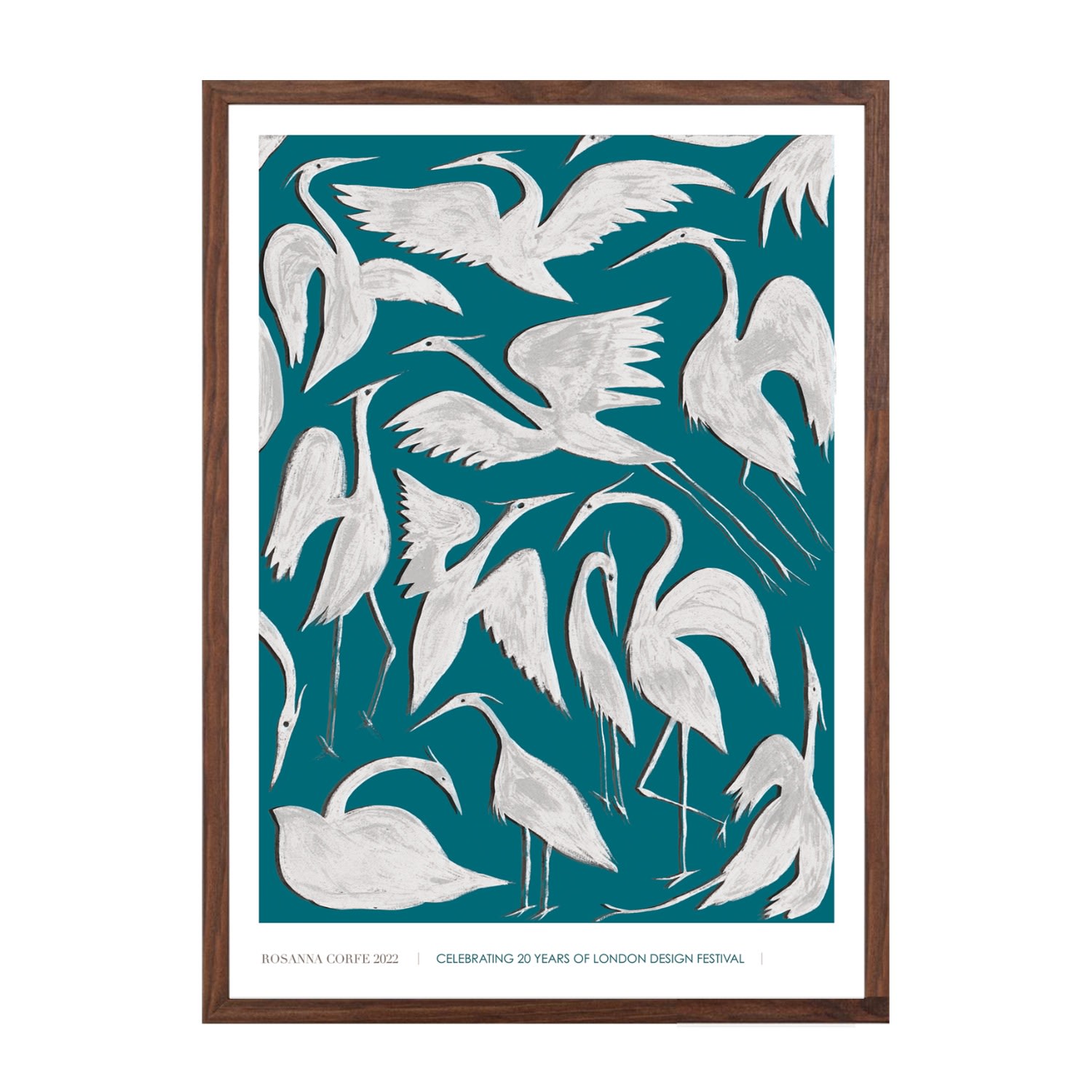 Rosanna Corfe Green / Blue A4 Ldf Limited Edition Herons Print - Blue & Green In Green/blue