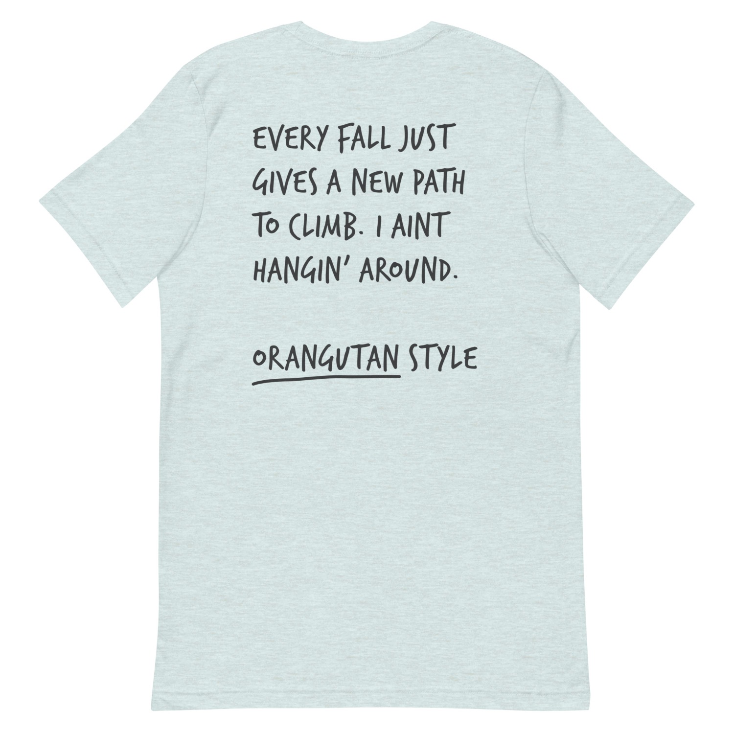 Anchor & Crew Heather Ice Blue Think Ocean Orangutan Aspirations Cotton Embroidered T-shirt - Women In Blue