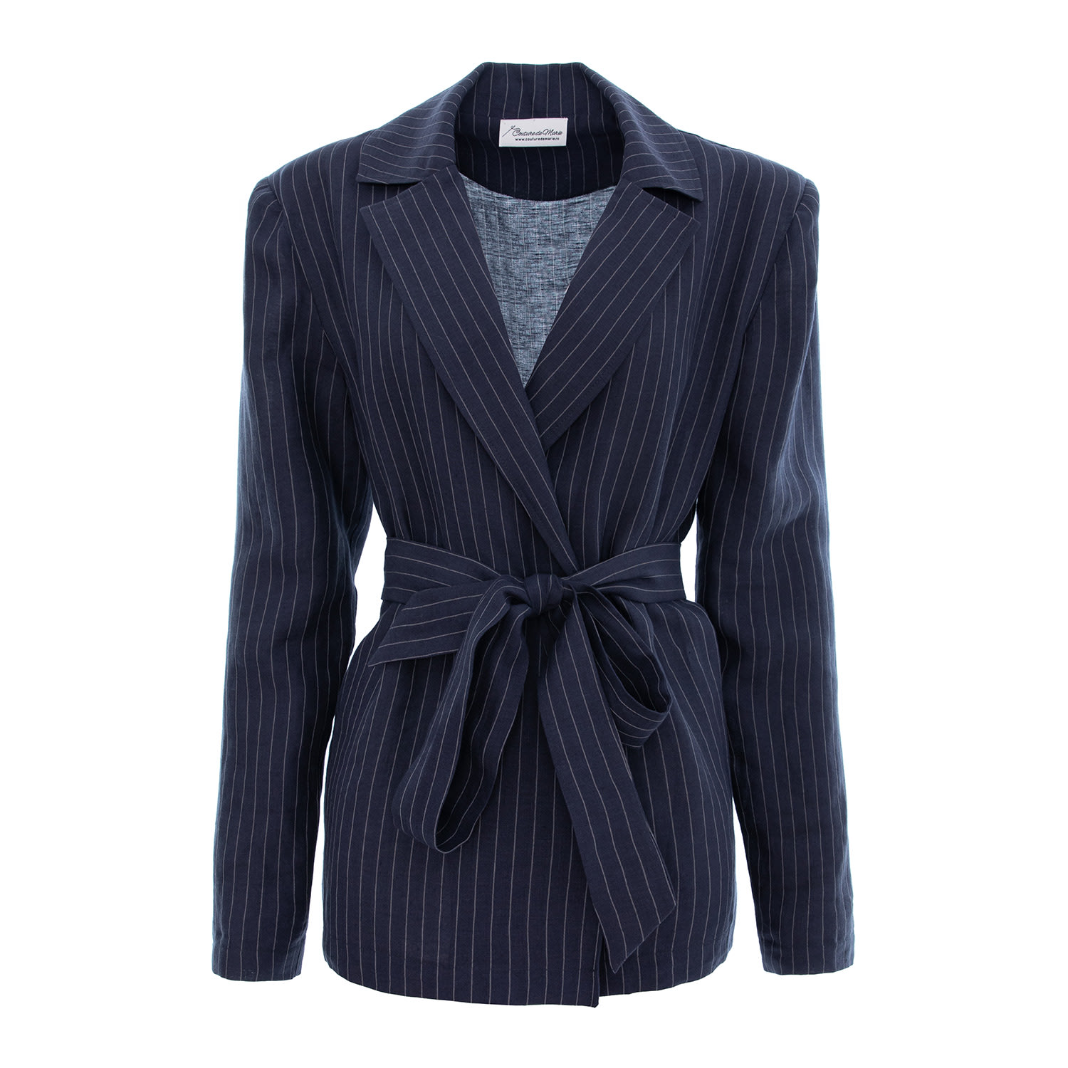 Couture De Marie Women's Blue Celia Navy Relaxed Natural Linen Blazer In Blue