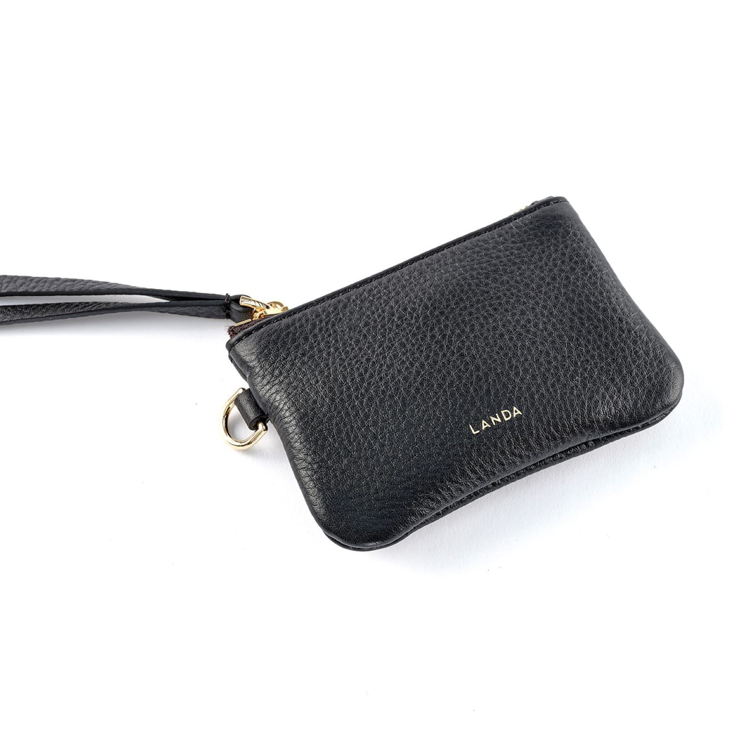 Women’s Koa Coin Pouch Black Leather Landa