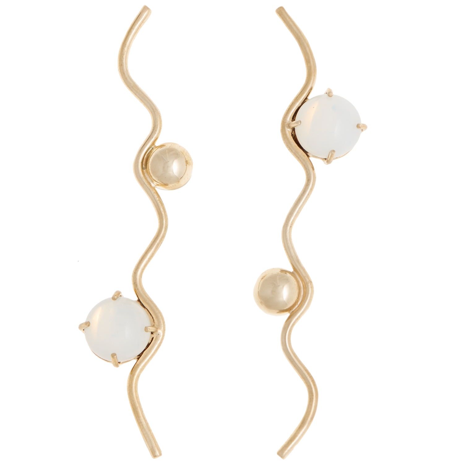 Women’s White / Gold Eve Earring In Glass Opal Castlecliff