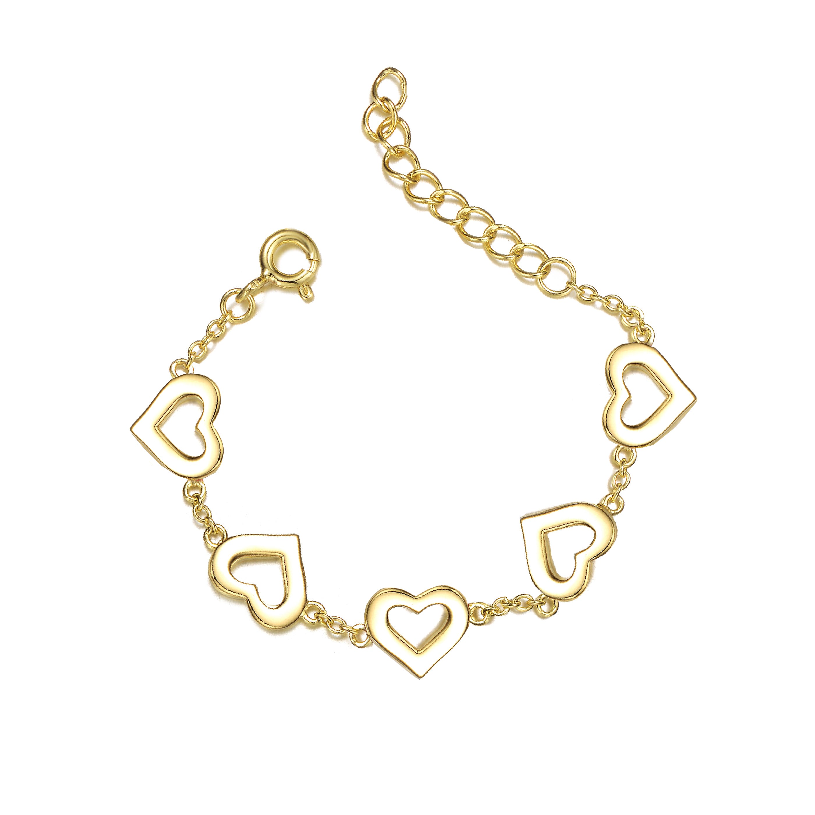 Women’s Rachel Glauber Yellow Gold Plated Forever Heart Toddler Bracelet, Adjustable In Length Genevive Jewelry