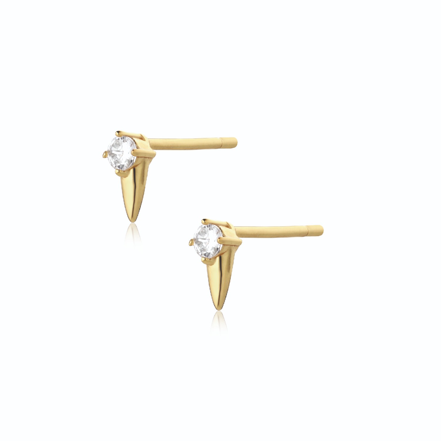 Women’s Gold Eclipse - Two Cone Earstuds With Zircons Alura Copenhagen Jewellery