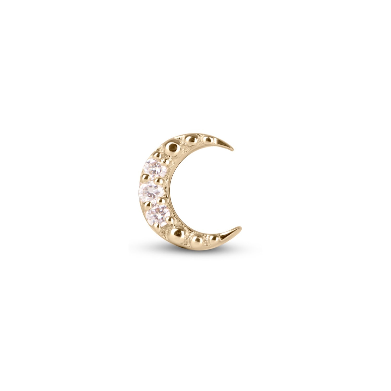 Zohreh V. Jewellery Women's Celestial Diamond Moon Flat Back Earring 9k Gold