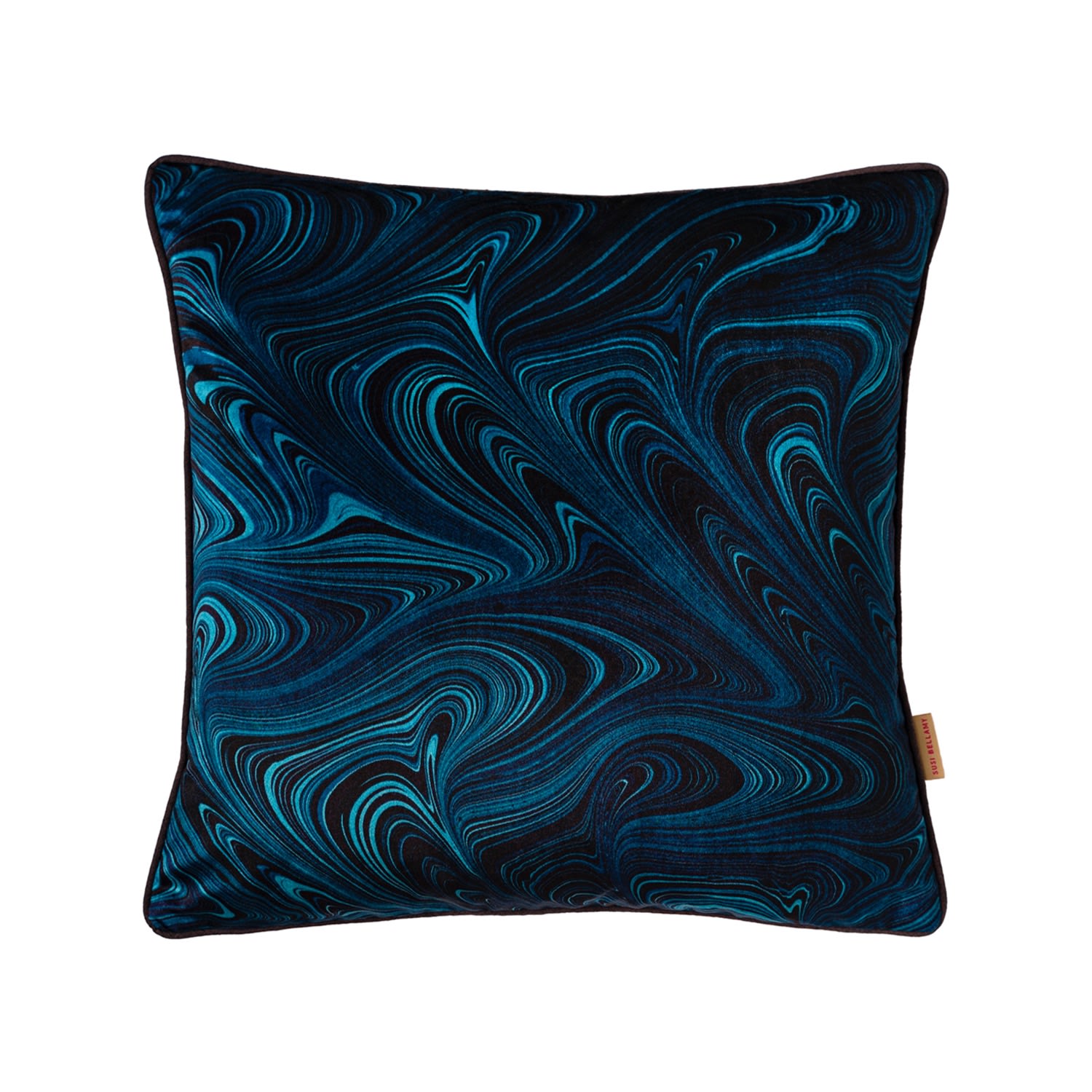 Blue / Black Cobalt Strata Velvet Cushion Susi Bellamy