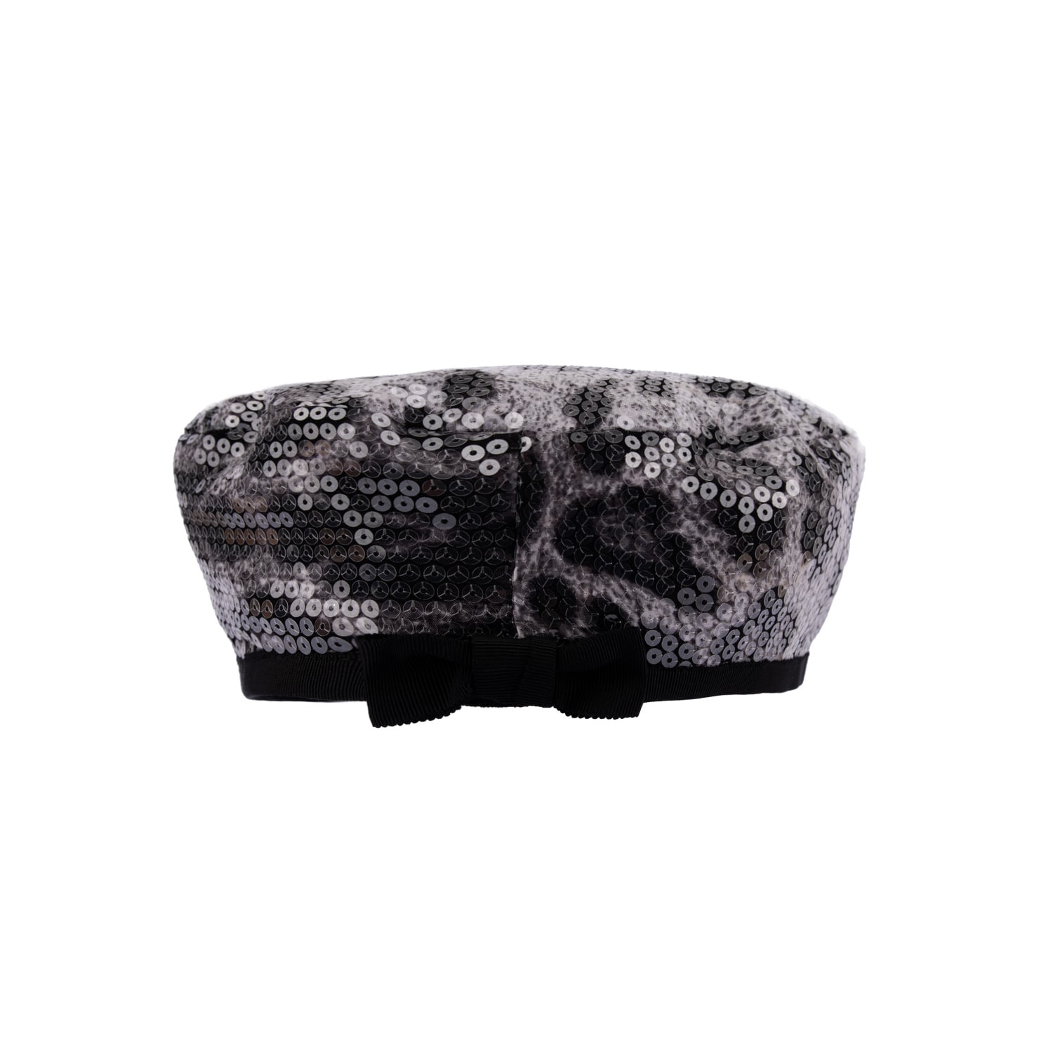 Sibi Hats Women's Black / Grey Suzy - Leopard Print Sequin Beret Hat In Black/grey