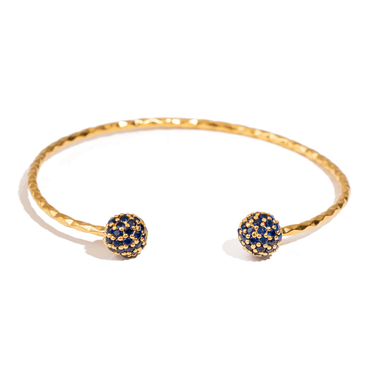 Ebru Jewelry Women's Gold / Blue Sapphire Grace Adjustable Gold Cuff Bracelet - Blue In Gold