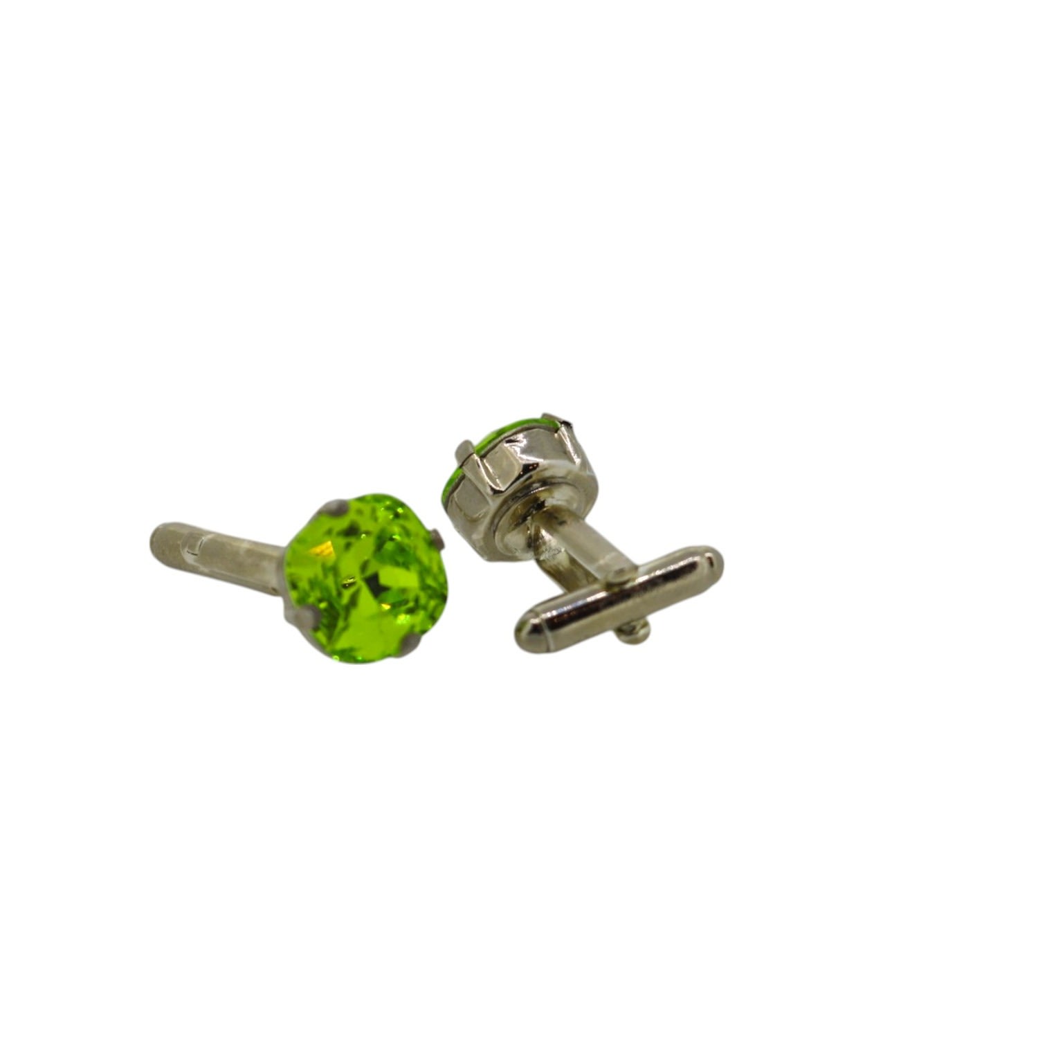 Vickisarge Men's Green / Silver The Green Stud Cufflink In Platinum