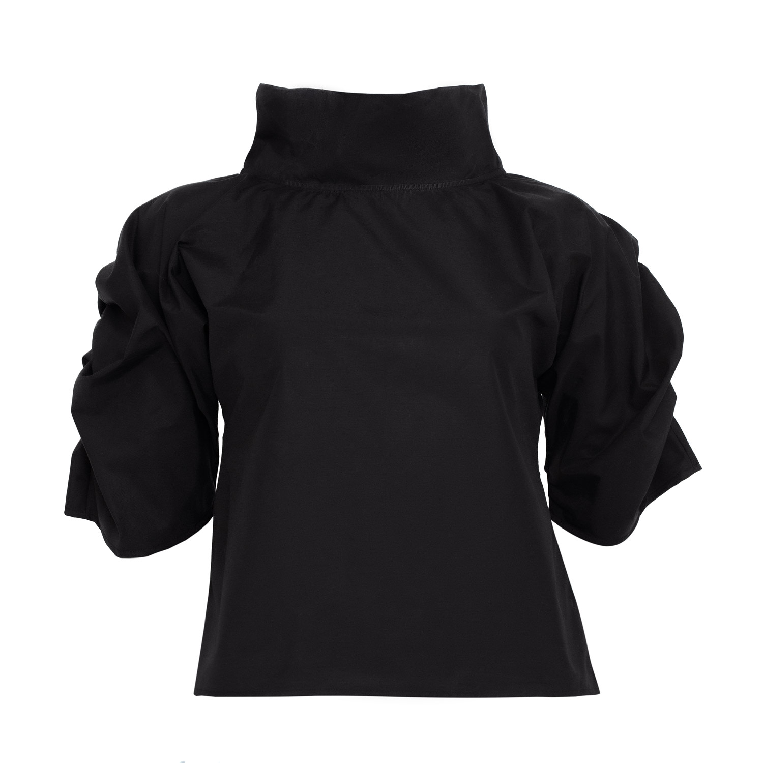 Bianca Popp Women's Puff Blouse With Collar In Black Cotton In Black