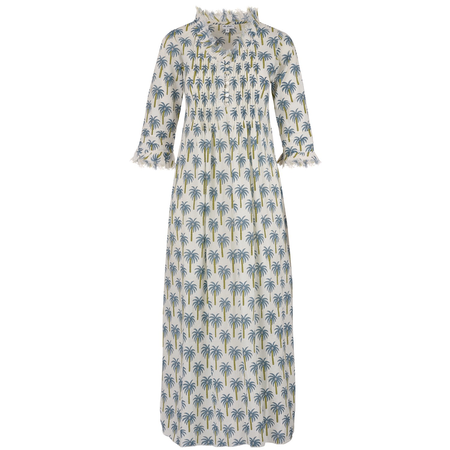 Women’s Cotton Annabel Maxi Dress In White With Blue Palm XXXL At Last...