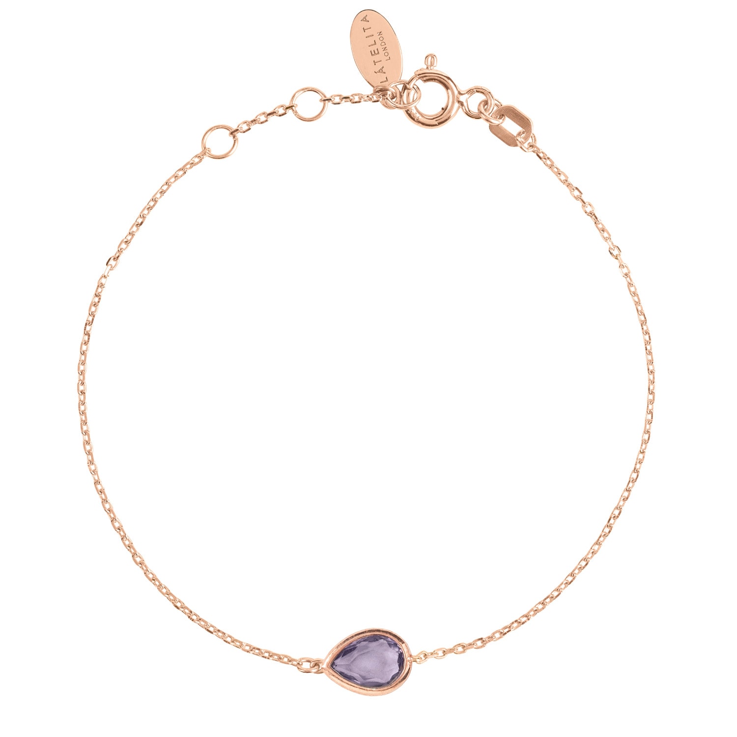 Women’s Rose Gold / Pink / Purple Pisa Mini Teardrop Bracelet Rosegold Amethyst Latelita