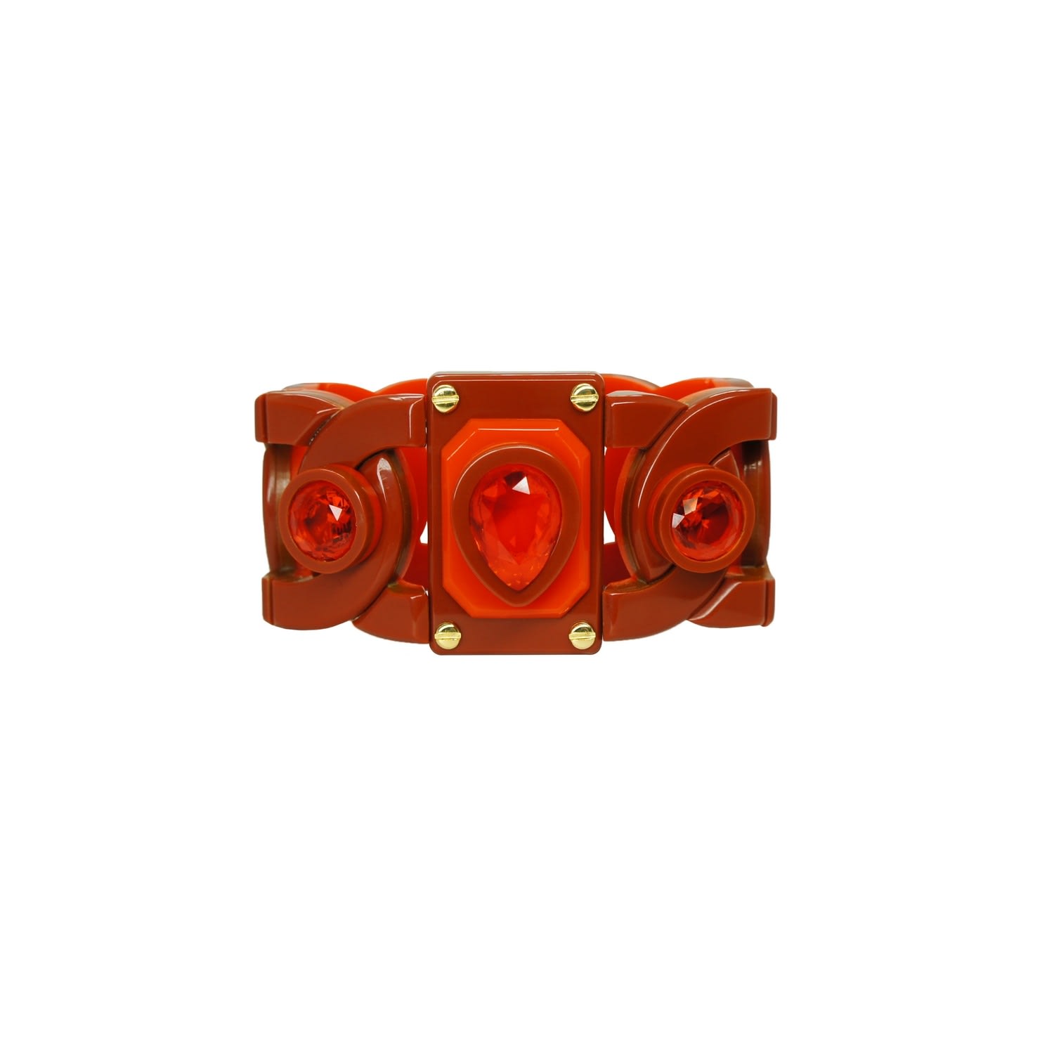 Gissa Bicalho Women's Red Handmade Acrylic Bracelet Links And Stones Cinnamon