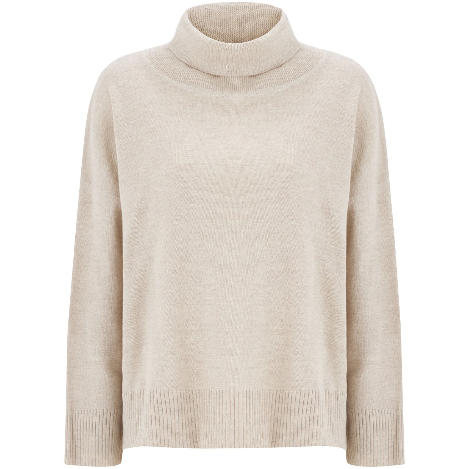 Peraluna Women's White Wide Roll Neck Knitwear Pullover - Ecru Melange In White