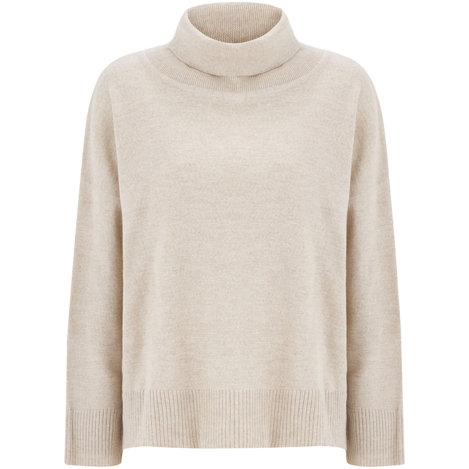 Women’s White Wide Roll Neck Knitwear Pullover - Ecru Melange Extra Large Peraluna