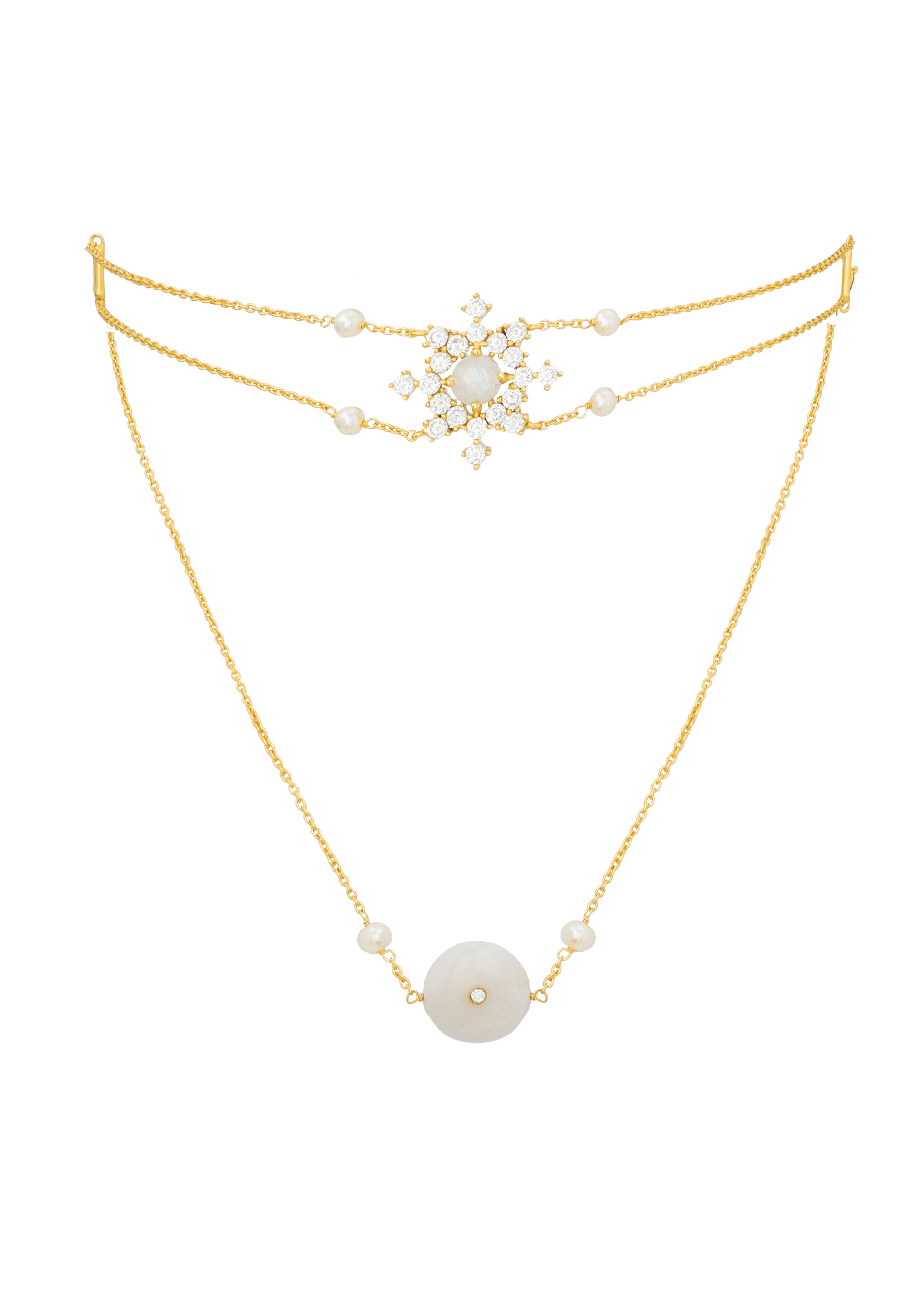 Lavani Jewels Women's White / Gold Altaira Necklace In Gold