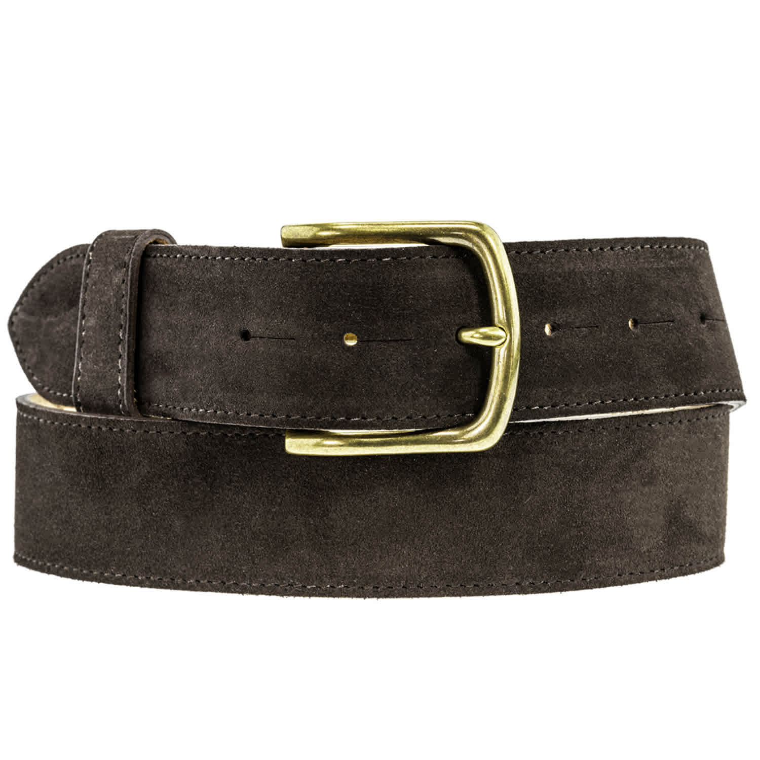 Brown Suede Belt & Detachable Brass Double D Buckle Unisex