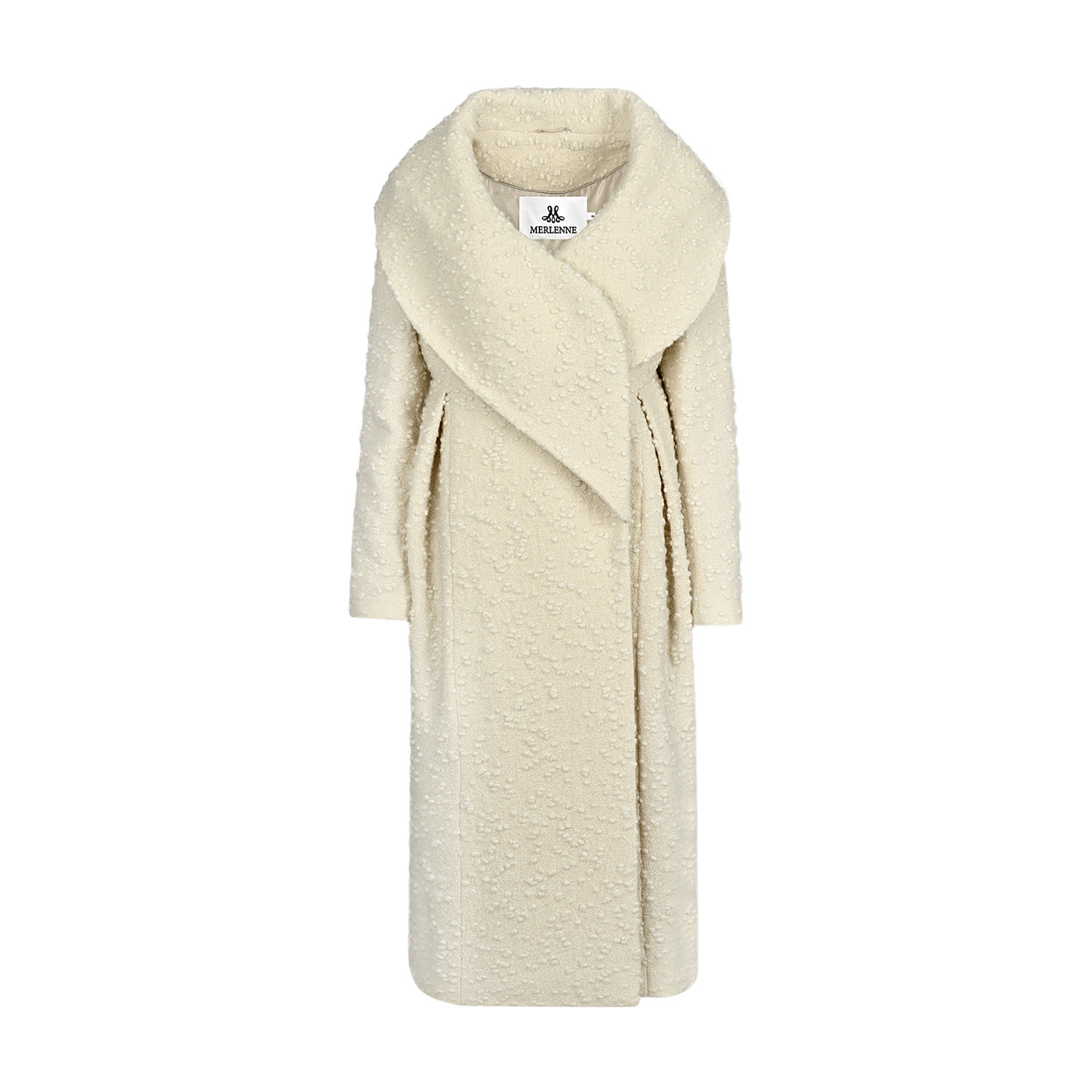 Merlenne Women's White Hug Me Coat In Embossed Wool In White