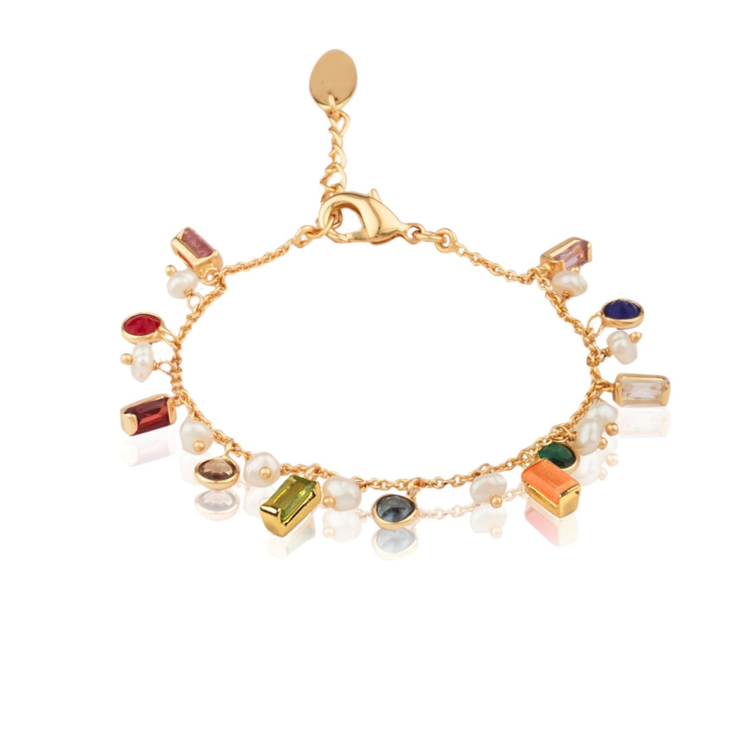 House Of Elliott Women's Ginny Bracelet With Pendants Of Semi-precious Stones And Pearls
