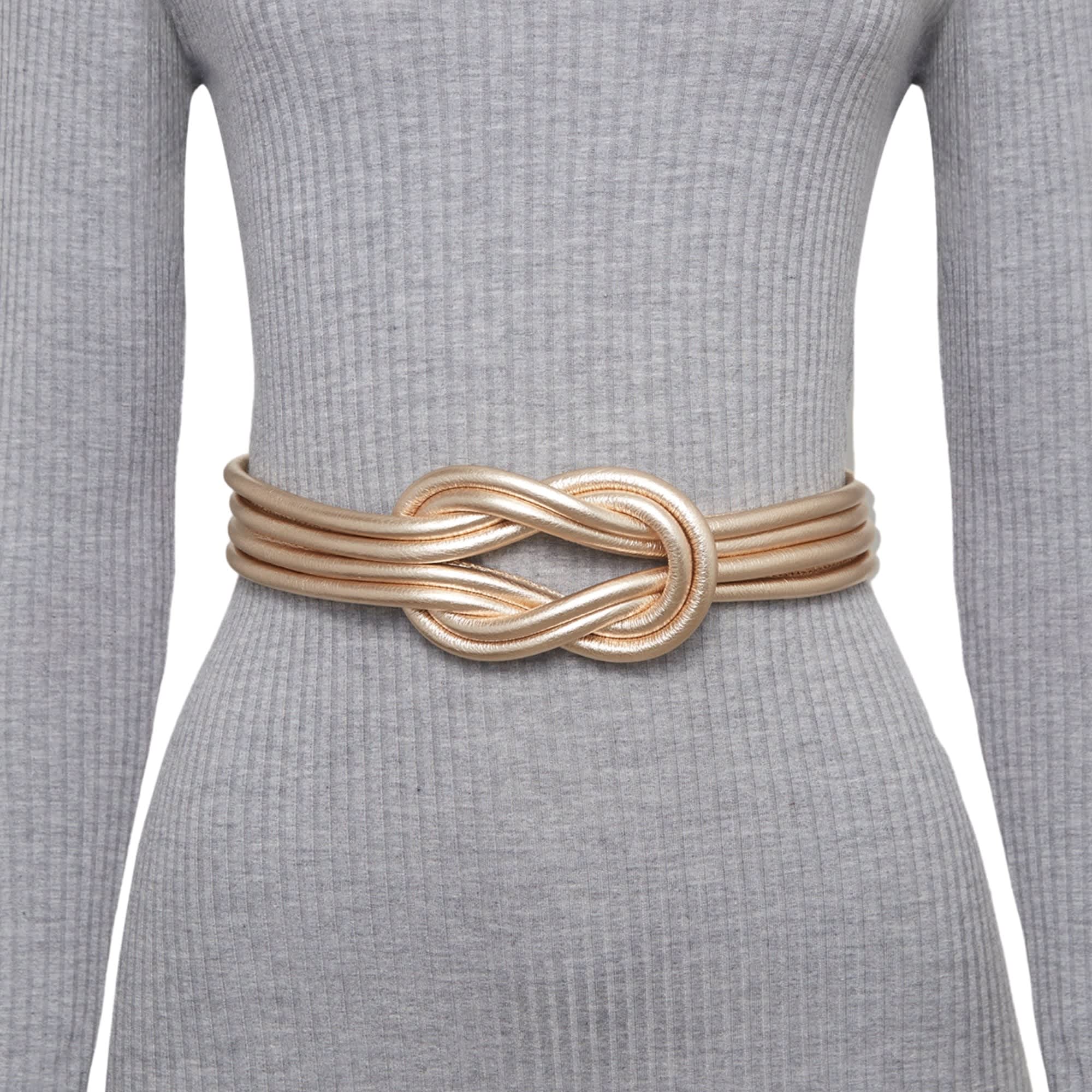 Knot Leather Belt - Metallic Gold | BeltBe | Wolf & Badger