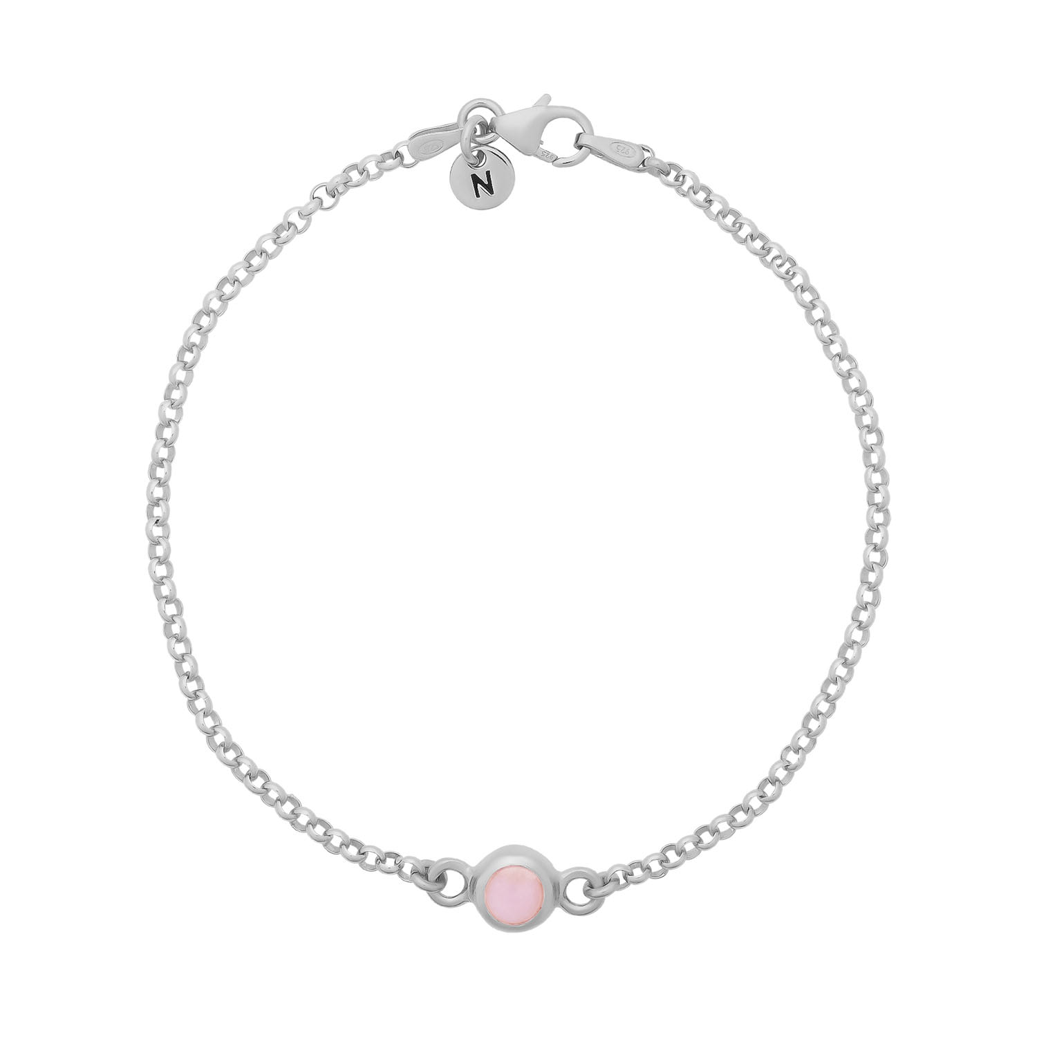 Nellou Jewellery Women's Pink / Purple Pink Opal Birthstone Gem Dot Bracelet Sterling Silver- October